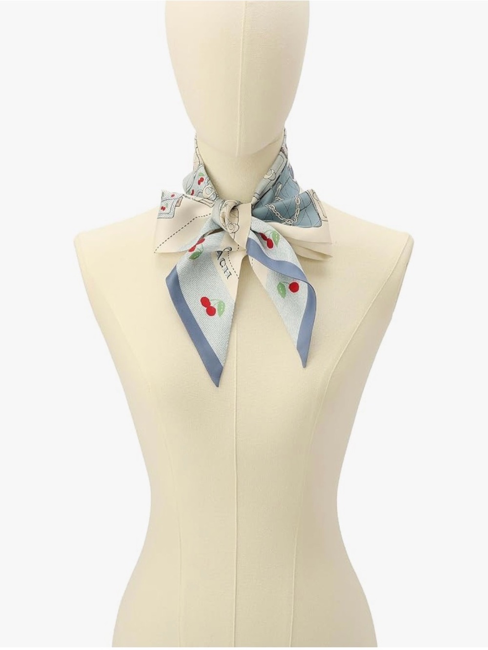 NEW COACH Tabby Cherry Printed Silk Wide Skinny Scarf Twilly